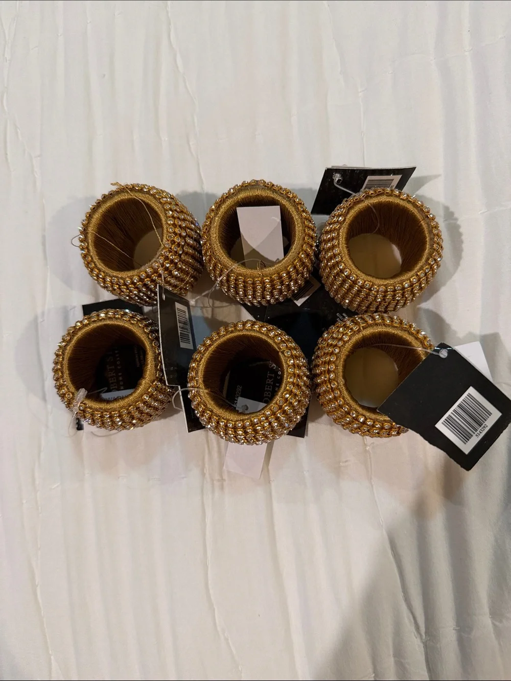 Gold Beaded Napkin Rings - Set of 6 by